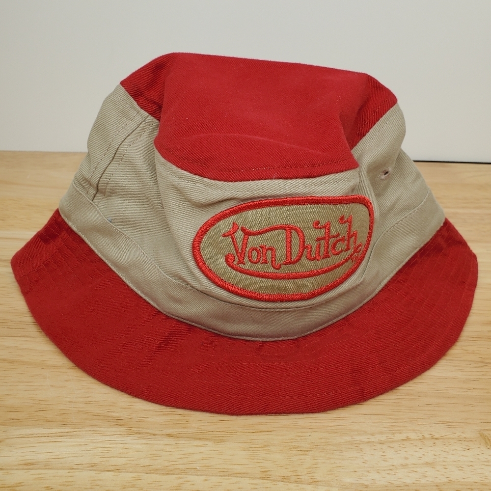 Von Dutch Kids Bucket Hat Tan Red Unisex